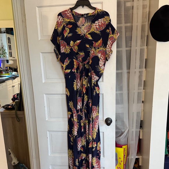 Trashy Diva Seaside Gown Pineapple Floral Kimono Maxi Dress sz 16 - Picture 8 of 9